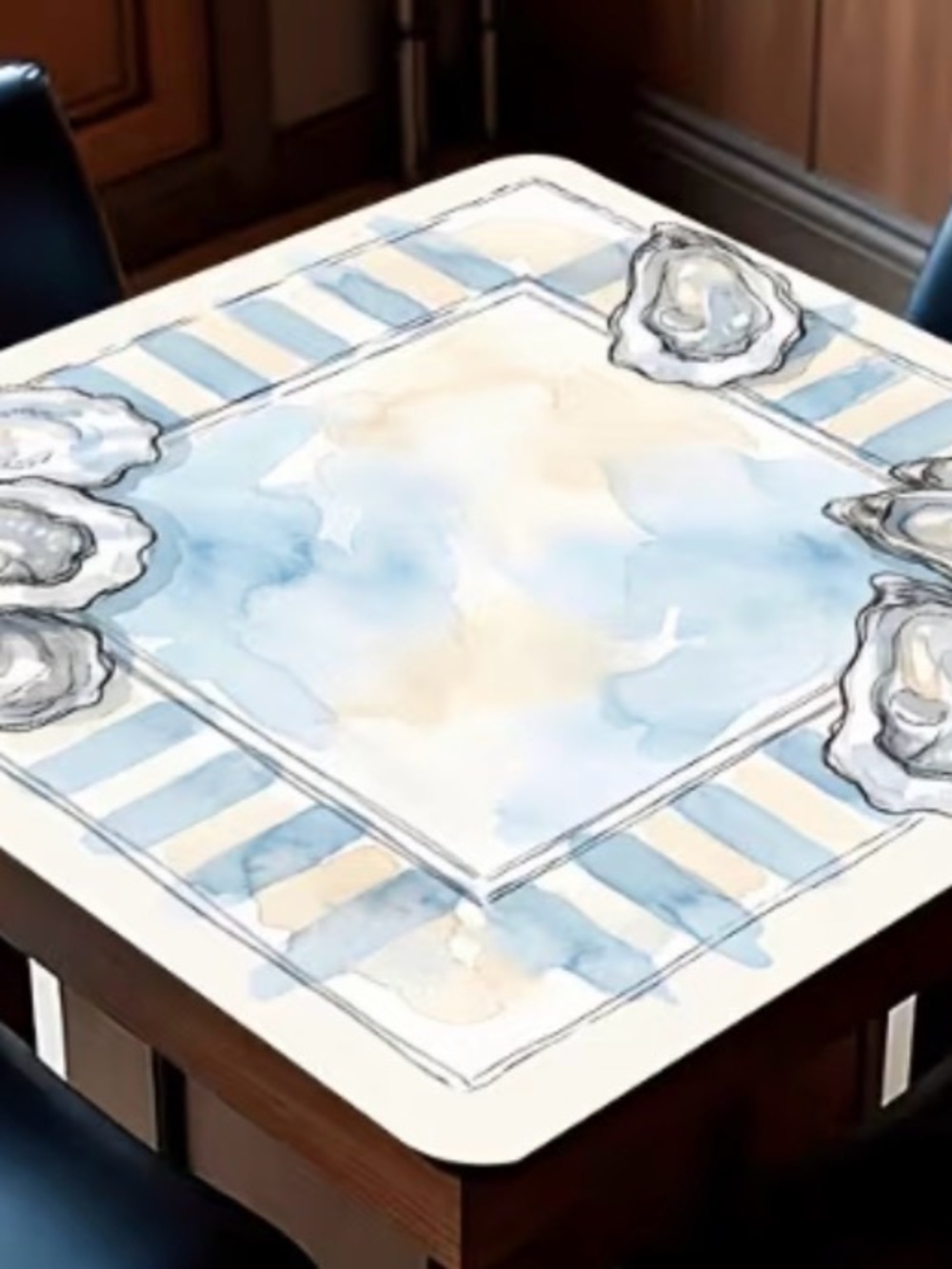 Blue oyster mahjong mat 31” build your tablescape!